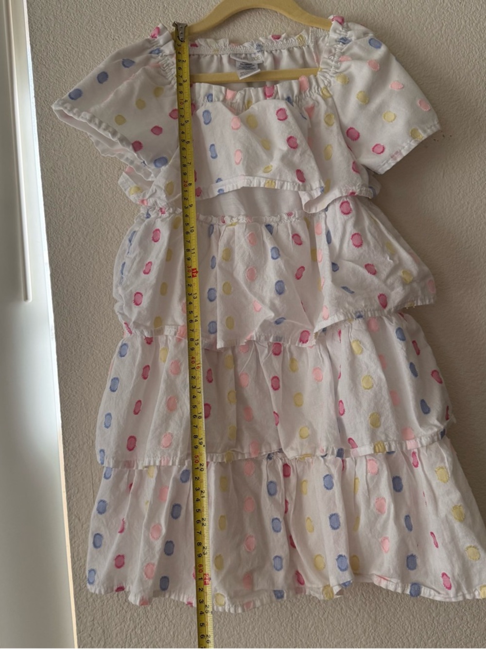 Girls White Tiered Polka Dot Dress 6 years old 6Y - Picture 3 of 5